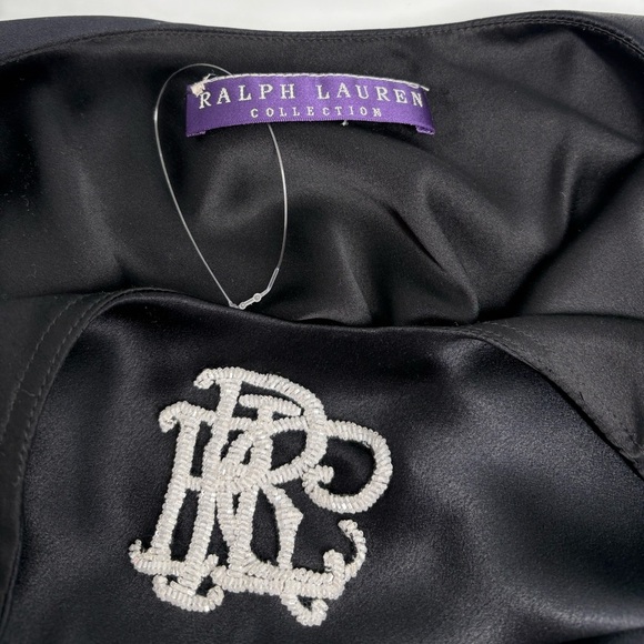 Ralph Lauren Collection Purple Label Maxi Slip Dress Beaded Silk Gown White Logo - Picture 3 of 16